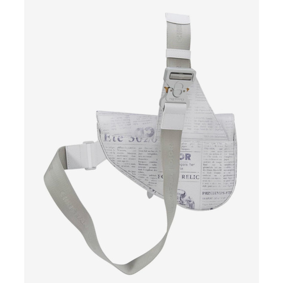 Dior x Daniel Arsham Newspaper Print Saddle White Logo Crossbody Fanny Bum Bag - Picture 6 of 12